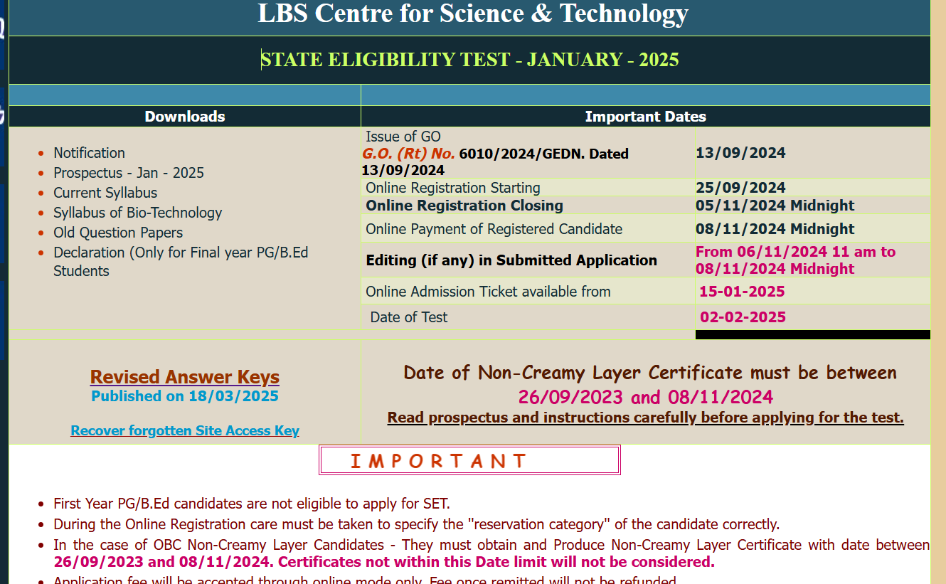 lbs set 2025 answer key